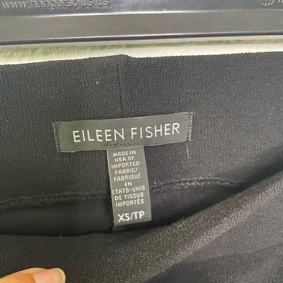 Eileen Fisher Solid Black Viscose Pull On Skinny Straight Leg Pants Size XS - Picture 6 of 9